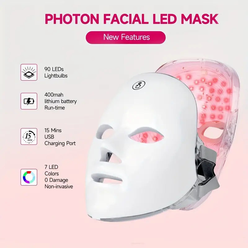 7 Colors LED Light Photon Face Mask Skin Rejuvenation Therapy Anti-aging Machine